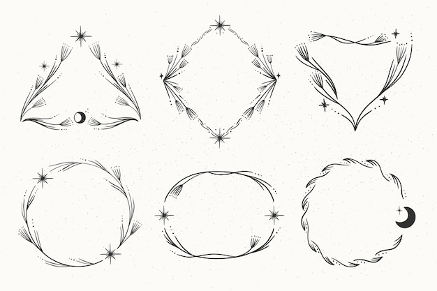 Free vector set of beautiful boho frame