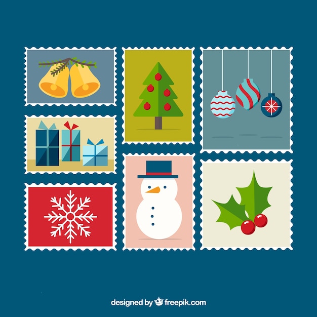 Set of beautiful christmas stamps