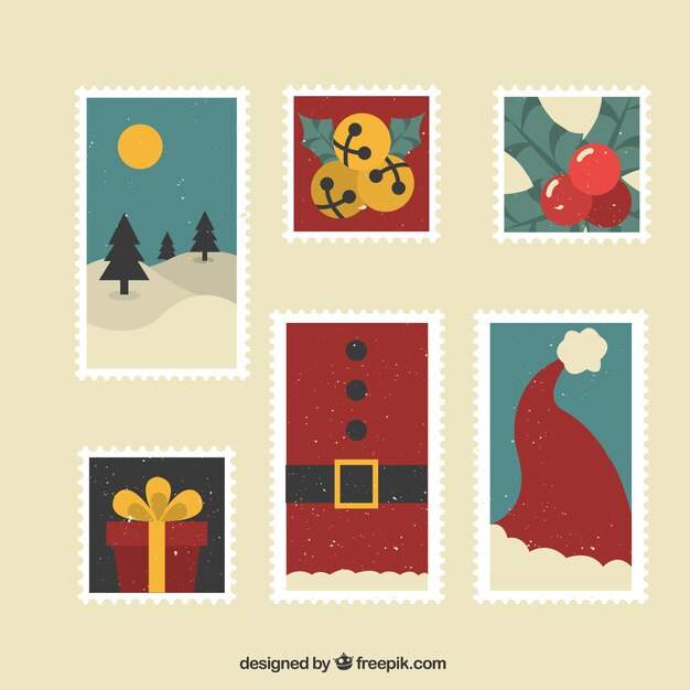 Set of beautiful christmas stamps