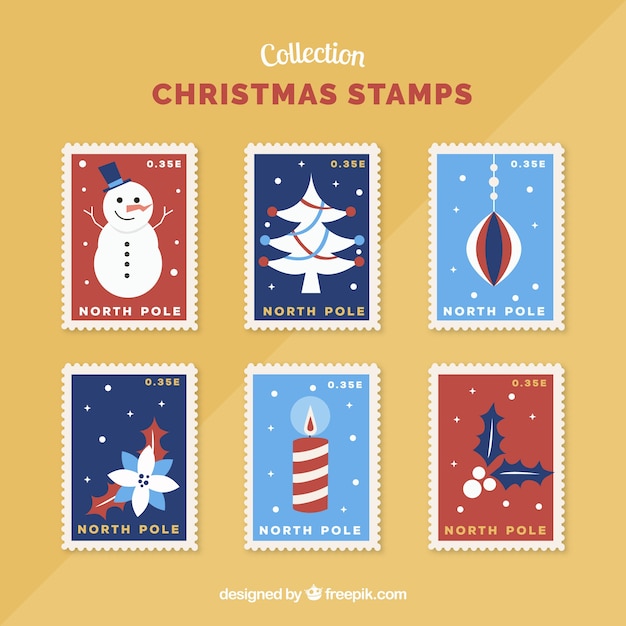 Set of beautiful christmas stamps