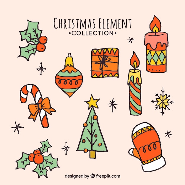 Set of beautiful decorative christmas elements