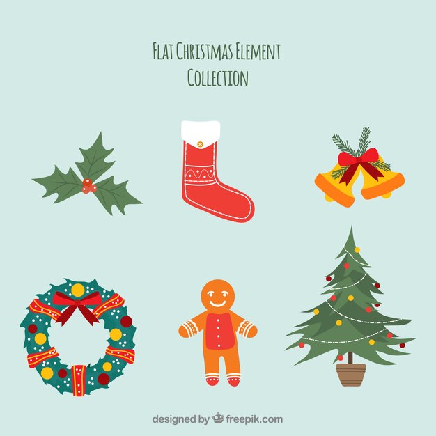 Set of beautiful decorative christmas elements