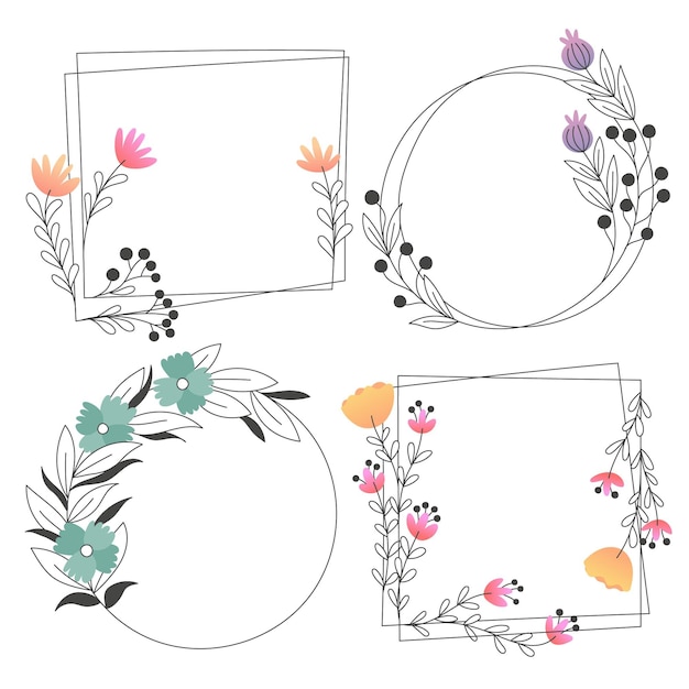 Set of beautiful floral frames