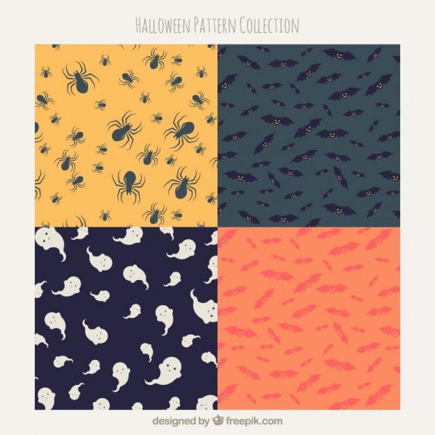 Free Vector set of beautiful halloween patterns 