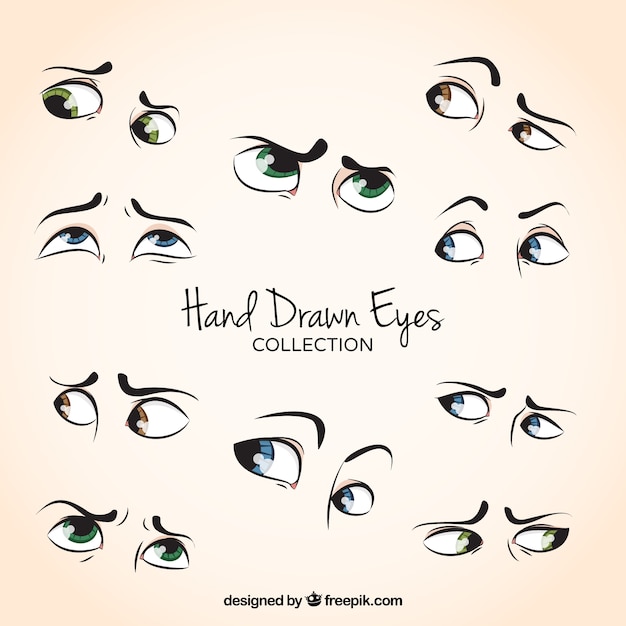 Set of beautiful hand drawn eyes