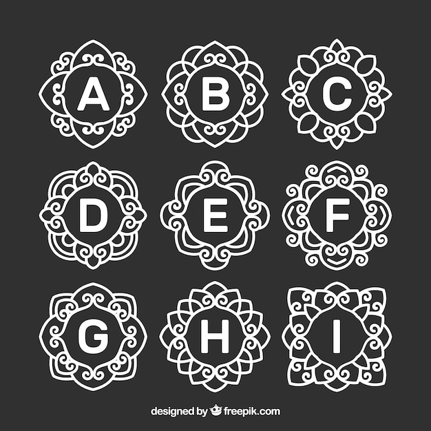 Free Vector set of beautiful hand drawn monograms