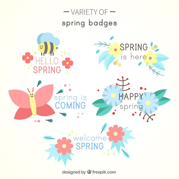 Set of beautiful spring badges