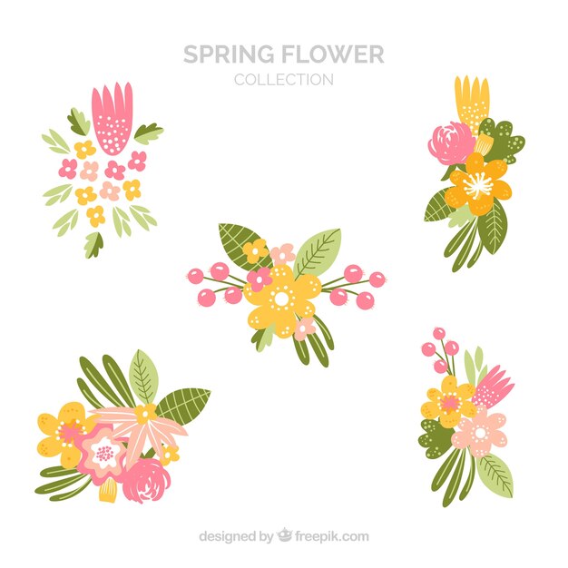 Set of beautiful spring flowers