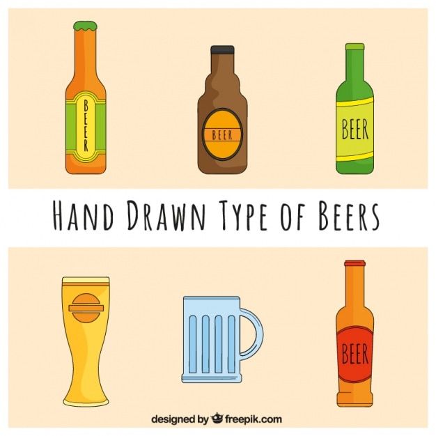 Free vector set of beer bottles and glasses