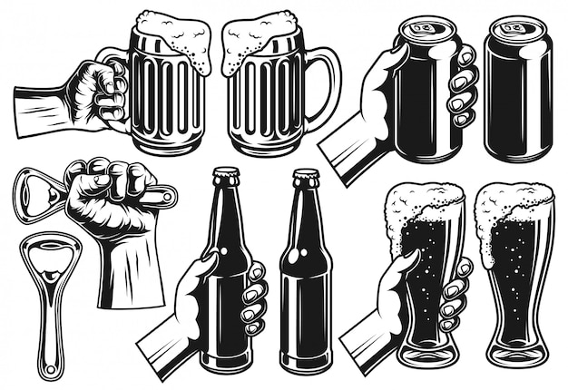 Free Vector set of beer object