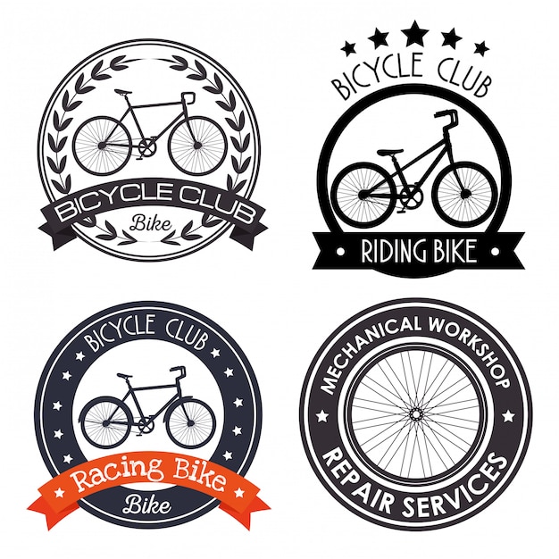 Set bicycle emblem for repair service