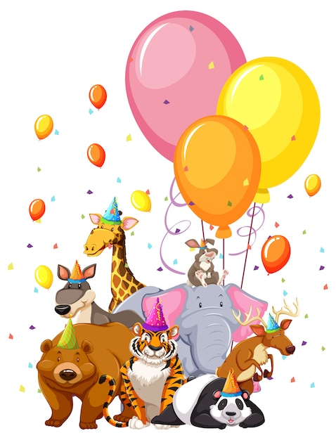 Free vector set of birthday animals