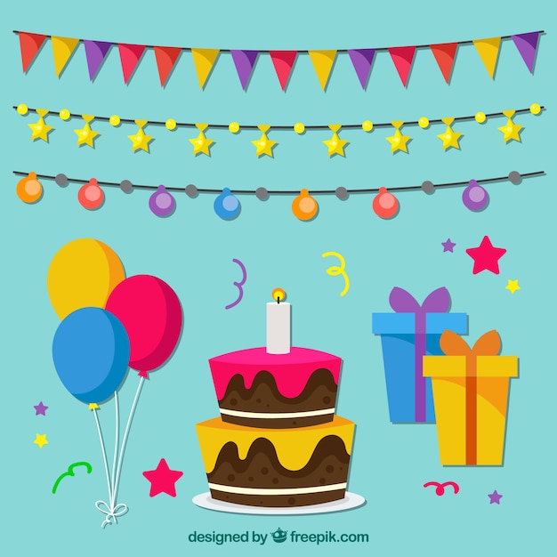 Free Vector set of birthday elements