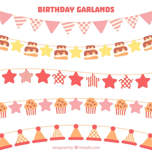 Set of birthday garlands