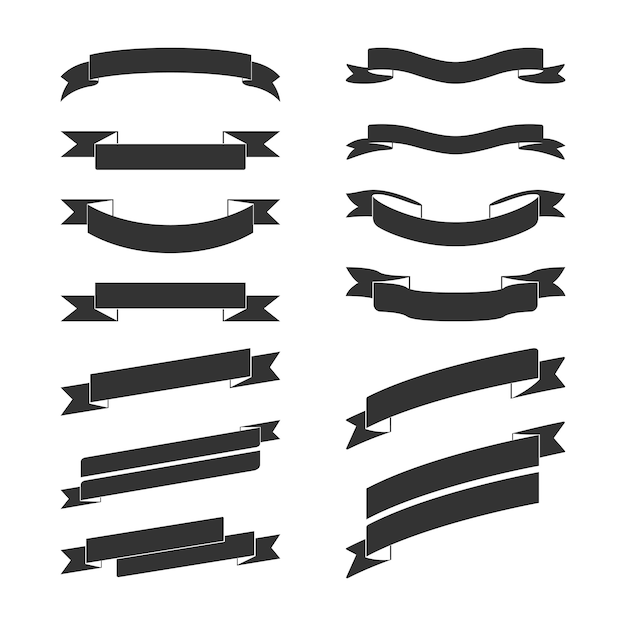 Free Vector set of black banner vectors