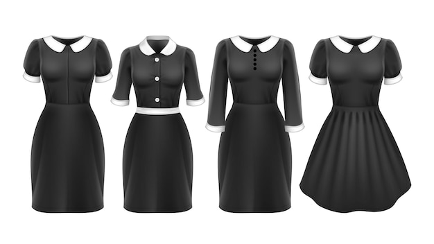 Set of black female dresses