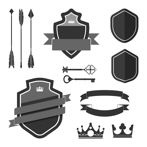 Free Vector set of black label ornament vectors