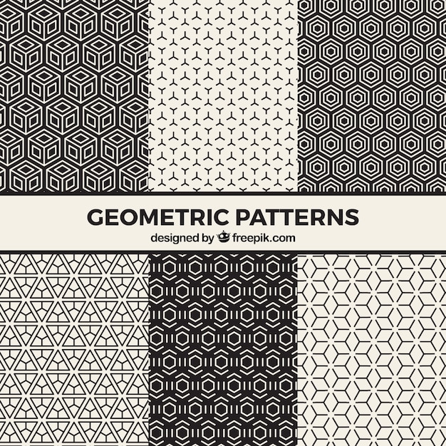 Free Vector set of black and white psychedelic patterns 