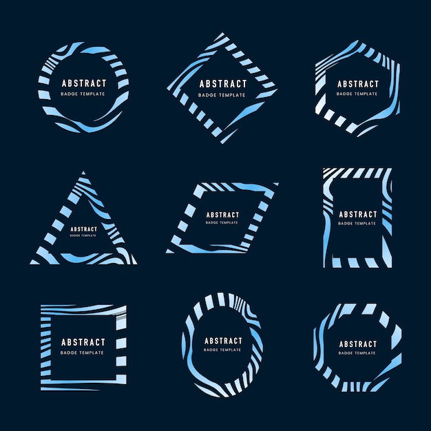 Free Vector set of blue abstract badge template vectors