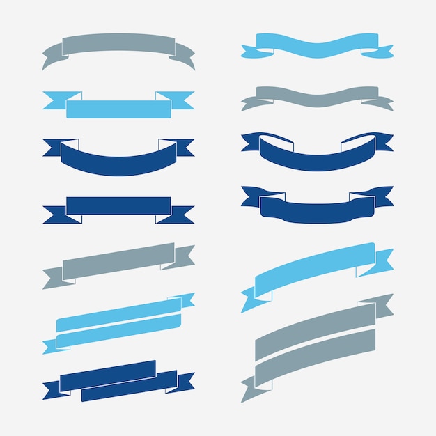 Set of blue banner vectors