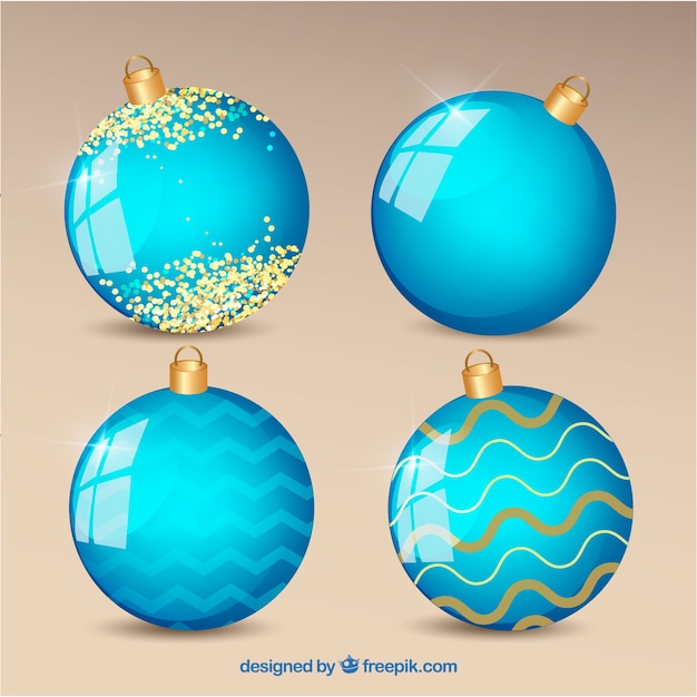 Set of blue christmas balls