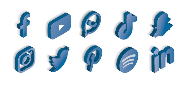 Free Vector set of blue glossy social media icons