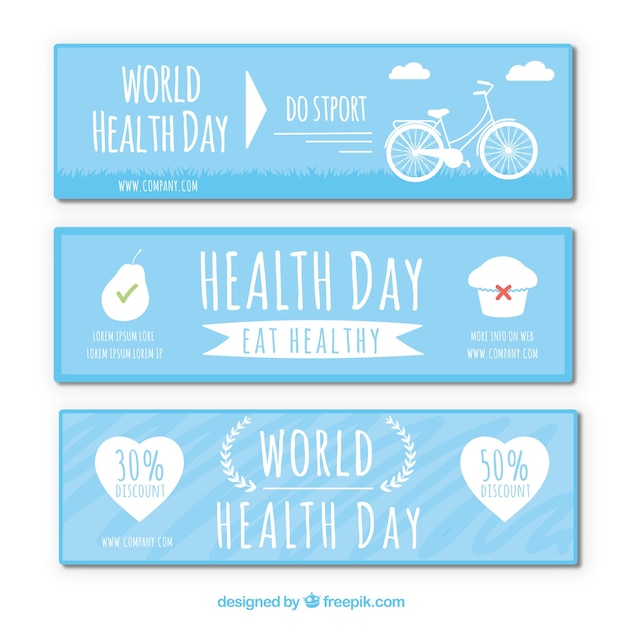 Set of blue health world day banners