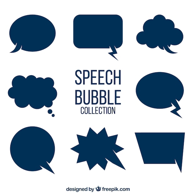 Set of blue speech bubbles