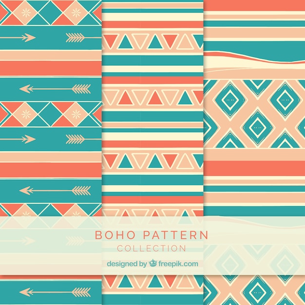 Free Vector set of boho patterns with different elements