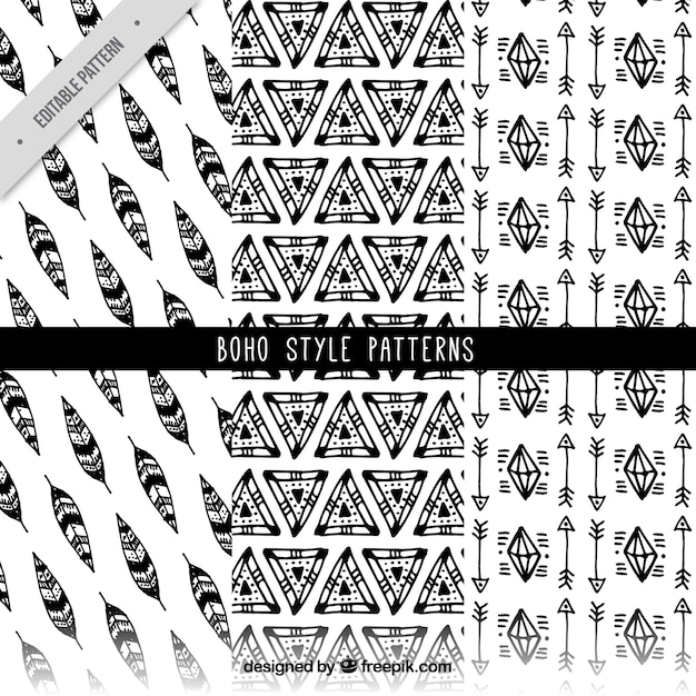 Free vector set of boho style patterns