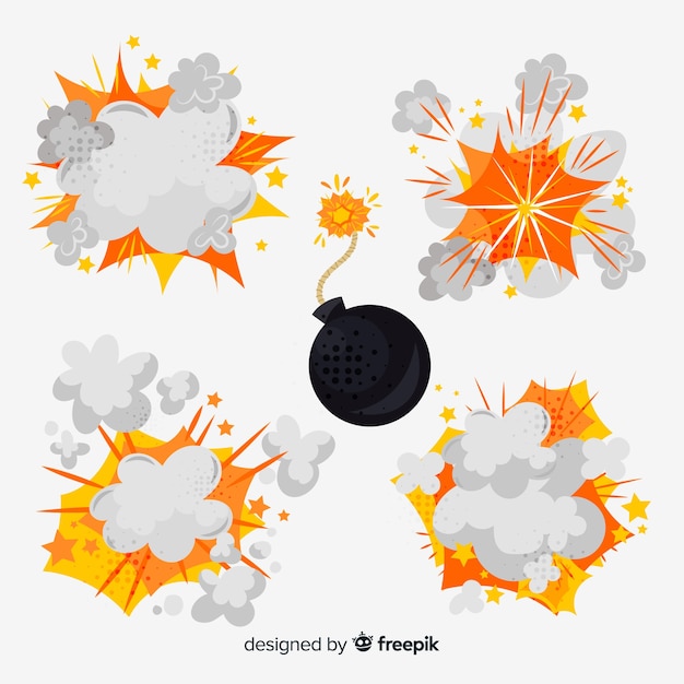 Free Vector set of bomb explosion effects