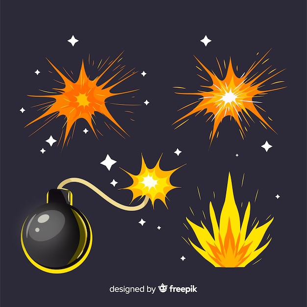 Free Vector set of bomb explosion effects