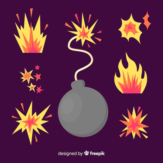 Free vector set of bomb explosion effects