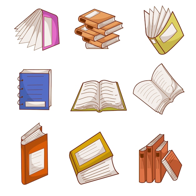 Free Vector set of book illustrations illustration of various books