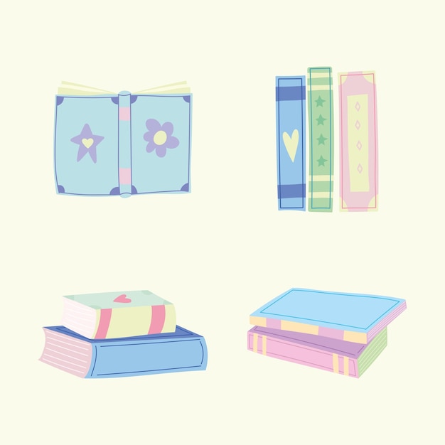 Free Vector set of books