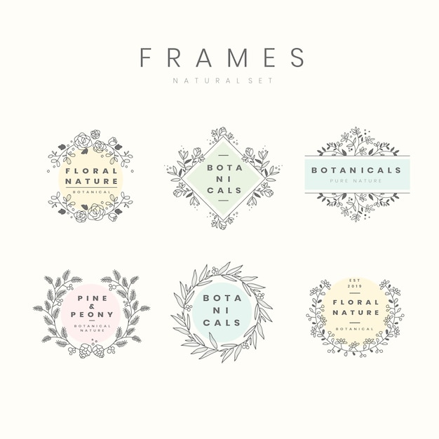 Free Vector set of botanical frame design elements vector