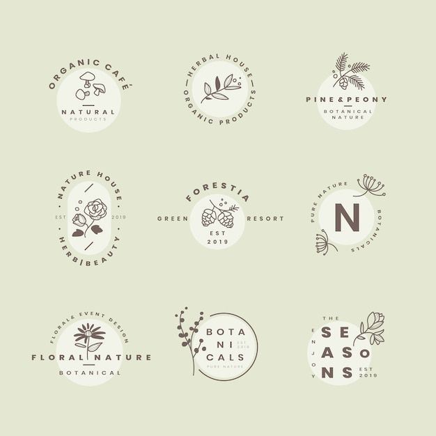 Free Vector set of botanical logo design vectors