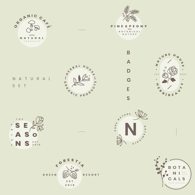 Free Vector set of botanical logo design vectors