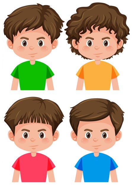 Set of boy character different hairstyle