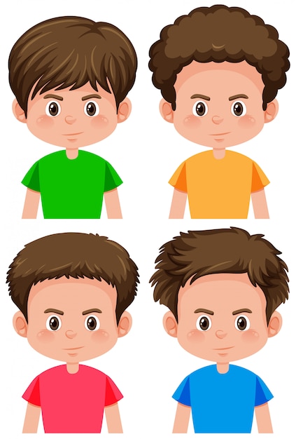 Set of boy different hairstyle