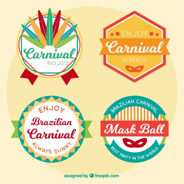 Free Vector set of brazilian decorative carnival stickers