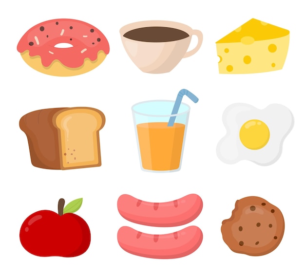 Set of breads and bakery in cartoon style vector