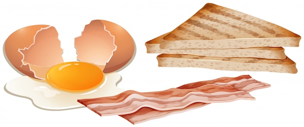 A Set of Breakfast on White Background