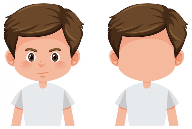 Set of brunette boy character