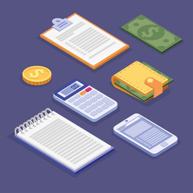 set of budget management icons