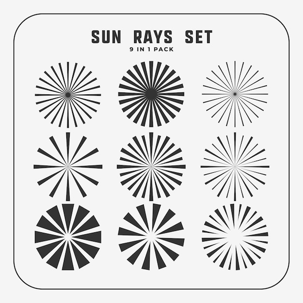 Free Vector set of bursting sun rays symbol in black color