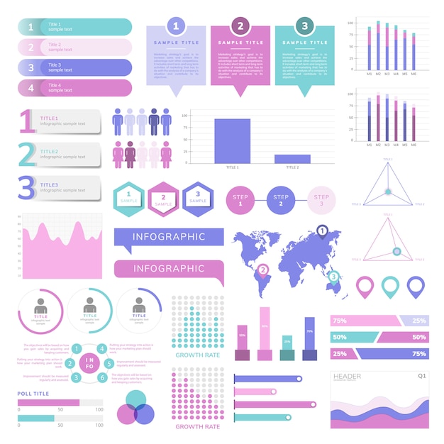 Set of business infograph vectors