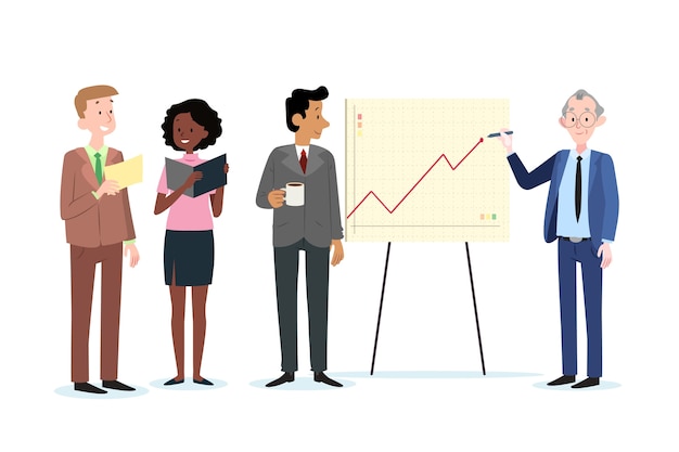 Free Vector set of business people at work