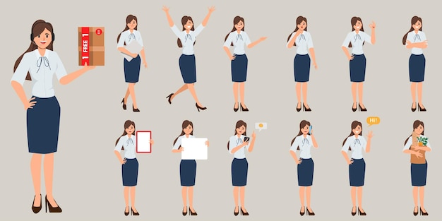 Set Business Woman character in job routine