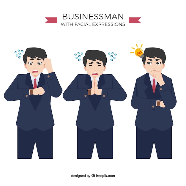 Set of businessman character in three situations